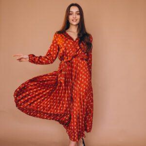 Elegant Red Pleated Dress